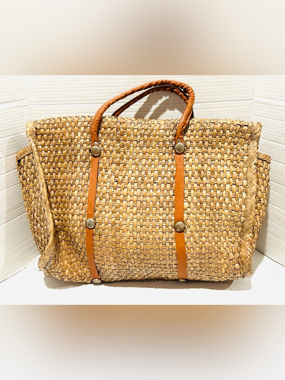 Bundle Lot of 4 Vintage Summer Straw Woven Wicker Bags Purses Handbags Totes - Picture 14 of 14